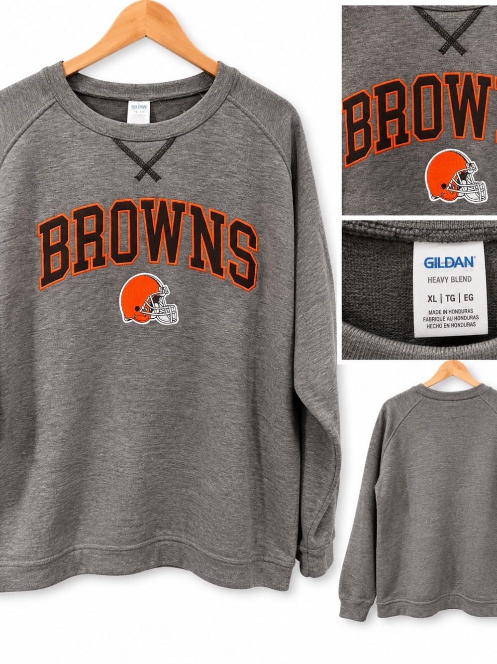 Gildan Gray Crewneck Sweatshirt with Orange Browns Logo
